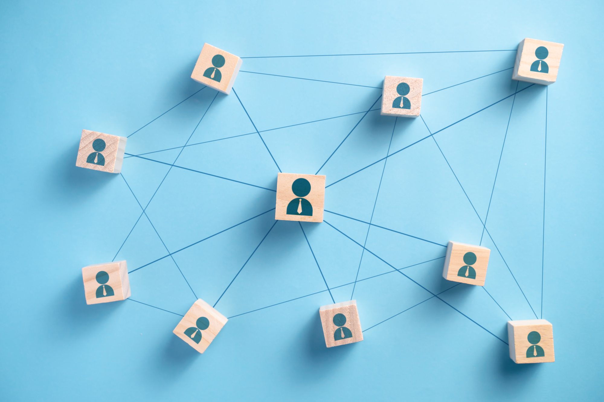 Wooden block with people icon teamwork business group.